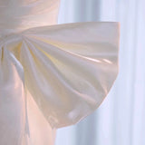 Cifeeo- Simple High Low Sweetheart Long Satin White Wedding Dresses With Ruffles C1667