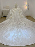 Cifeeo- Dreamy Ball Gown Sweetheart Short Puffy Sleeves White Lace Wedding Dresses With Beads C1797