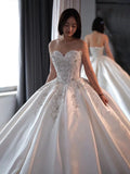 Cifeeo- Dreamy Ball Gown Sweetheart Sleeveless White Lace Wedding Dresses With Beads C1817