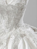 Cifeeo- Dreamy Ball Gown Sweetheart Sleeveless White Lace Wedding Dresses With Beads C1817