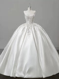 Cifeeo- Dreamy Ball Gown Sweetheart Sleeveless White Lace Wedding Dresses With Beads C1817