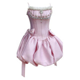 Cifeeo-back to school outfits Cute A line Spaghetti Straps Short Pink Homecoming Dresses Cocktail Dress C1851