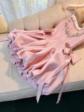 Cifeeo-back to school outfits Cute A line Spaghetti Straps Short Pink Homecoming Dresses Cocktail Dress C1851