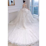 Cifeeo- Luxury Ball Gown V Neckline Long Sleeves Lace Wedding Dress C187