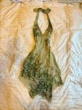 Cifeeo-back to school outfits Cute A line Halter Green Short Chiffon Homecoming Dresses Cocktail Dress C1901