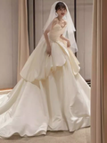 Cifeeo- Unique Ball Gown Sweetheart Satin Long Wedding Dress C190