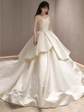 Cifeeo- Unique Ball Gown Sweetheart Satin Long Wedding Dress C190