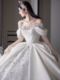 Cifeeo- Unique Ball Gown Off The Shoulder Lace Long Wedding Dresses C193