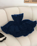 Cifeeo-back to school outfits Cute Ball Gown Strapless Black Ruffles Lace Homecoming Dress Short Birthday Outfits C2020