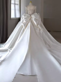 Cifeeo- Princess Ball Gown Long Sleeves Satin Wedding Dresses C203