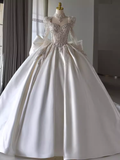 Cifeeo- Princess Ball Gown Long Sleeves Satin Wedding Dresses C203