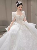 Cifeeo- Princess Ball Gown Half Sleeves Lace Wedding Dresses C205