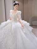 Cifeeo- Princess Ball Gown Half Sleeves Lace Wedding Dresses C205