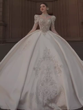 Cifeeo- Princess Ball Gown Scoop neckline Long Sleeves Lace Wedding Dresses C207