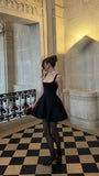 Cifeeo-back to school outfits Sexy A Line Straps Black Short Homecoming Dresses 21st Birthday Outfit C2104