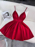 Cifeeo-back to school outfits Sexy A Line Spaghetti Straps Short Red Homecoming Dresses 21st Birthday Outfits C2136