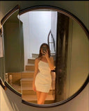 Cifeeo-back to school outfits Modest Sheath One Shoulder Short White Homecoming Dresses 21st Birthday Outfits C2140