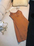 Cifeeo-back to school outfits Simple A Line Straps Brown Short Homecoming Dresses 18th Birthday Outfit C2176