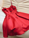 Cifeeo-back to school outfits Simple A Line Spaghetti Straps Red Short Homecoming Dresses 18th Birthday Outfit C2178