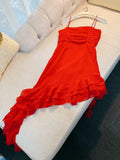 Cifeeo-back to school outfits Sexy Sheath Straps Red Short Chiffon Homecoming Dresses 18th Birthday Outfit C2183