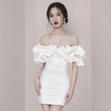 Cifeeo-back to school outfits Sexy Sheath Strapless White Satin Short Homecoming Dresses 18th Birthday Outfit C2184