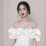 Cifeeo-back to school outfits Sexy Sheath Strapless White Satin Short Homecoming Dresses 18th Birthday Outfit C2184