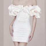 Cifeeo-back to school outfits Sexy Sheath Strapless White Satin Short Homecoming Dresses 18th Birthday Outfit C2184