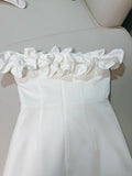 Cifeeo-back to school outfits Sexy Sheath Off The Shoulder White Satin Short Homecoming Dresses 18th Birthday Outfit C2185