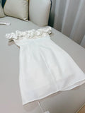 Cifeeo-back to school outfits Sexy Sheath Off The Shoulder White Satin Short Homecoming Dresses 18th Birthday Outfit C2185
