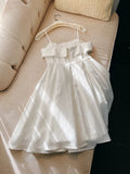 Cifeeo-back to school outfits Modest A Line Spaghetti Straps White Short Satin Homecoming Dresses Party Dress C2197