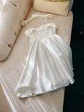 Cifeeo-back to school outfits Modest A Line Spaghetti Straps White Short Satin Homecoming Dresses Party Dress C2197