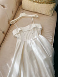 Cifeeo-back to school outfits Modest A Line Spaghetti Straps White Short Satin Homecoming Dresses Party Dress C2197