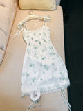 Cifeeo-back to school outfits Modest Sheath Straps Floral Green Short Homecoming Dresses Satin Birthday Outfits C2201