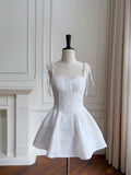 Cifeeo-back to school outfits Modest A Line Spaghetti Straps White Short Homecoming Dresses Birthday Outfits C2214