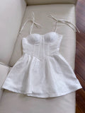 Cifeeo-back to school outfits Modest A Line Spaghetti Straps White Short Homecoming Dresses Birthday Outfits C2214