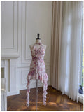 Cifeeo-back to school outfits Modest Sheath Halter Floral Chiffon Short Homecoming Dresses Birthday Outfits C2218