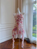 Cifeeo-back to school outfits Modest Sheath Halter Floral Chiffon Short Homecoming Dresses Birthday Outfits C2218