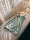Cifeeo-back to school outfits Modest Sheath Straps Sequin Green Short Homecoming Dresses Birthday Outfits With Beads C2227