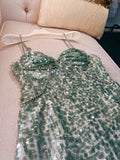 Cifeeo-back to school outfits Modest Sheath Straps Sequin Green Short Homecoming Dresses Birthday Outfits With Beads C2227