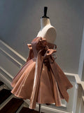 Cifeeo-back to school outfits Pretty A Line Straps Satin Homecoming Dresses Birthday Outfits With Bow C2237