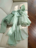 Cifeeo-back to school outfits Pretty Ball Gown Straps Mint Green Lace Flowers Homecoming Dresses Birthday Outfits With Bow C2240