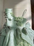 Cifeeo-back to school outfits Pretty Ball Gown Straps Mint Green Lace Flowers Homecoming Dresses Birthday Outfits With Bow C2240