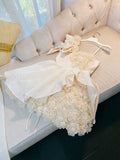 Cifeeo-back to school outfits Pretty Ball Gown Straps Lace Flowers Homecoming Dresses Birthday Outfits With Bow C2241