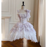 Cifeeo-back to school outfits Sexy Ball Gown Spaghetti Straps Lilac Flowers Homecoming Dresses Birthday Outfits C2244