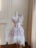 Cifeeo-back to school outfits Sexy Ball Gown Spaghetti Straps Lilac Flowers Homecoming Dresses Birthday Outfits C2244