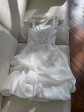 Cifeeo-back to school outfits Sexy Ball Gown Spaghetti Straps White Organza Short Homecoming Dresses Birthday Outfits C2252