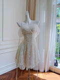Cifeeo-back to school outfits Modest A line Spaghetti Straps White Lace Short Homecoming Dresses Birthday Outfits C2254