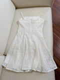 Cifeeo-back to school outfits Modest A line Spaghetti Straps White Lace Short Homecoming Dresses Birthday Outfit C2255