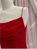 Cifeeo-back to school outfits Simple Sheath Spaghetti Straps Chiffon Short Red Homecoming Dresses Birthday Outfit C2271