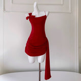 Cifeeo-back to school outfits Simple Sheath Spaghetti Straps Chiffon Short Red Homecoming Dresses Birthday Outfit C2271